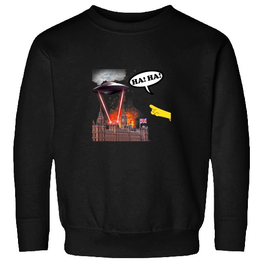 Aliens UFO Firing Lasers at Parliament englands Ha Ha Lord Nelson Sweatshirts