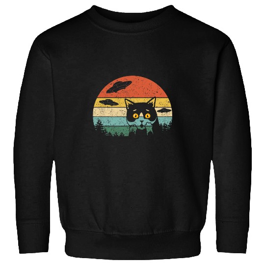 Aliens UFO Tee Galaxy Cat Spaceship Alien UFO vintages 21 Sweatshirts