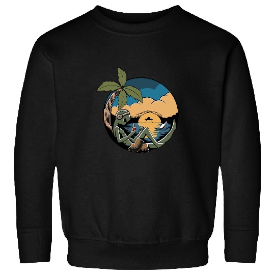 Aliens UFO Tee Alien Ufo Sunset Cocktail Palm Tree Beach Space Party Sweatshirts