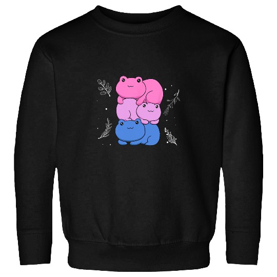Frog Pet Cottagecore Aesthetic Kawaii Frog Pile Bisexual Pride Flag Sweatshirts