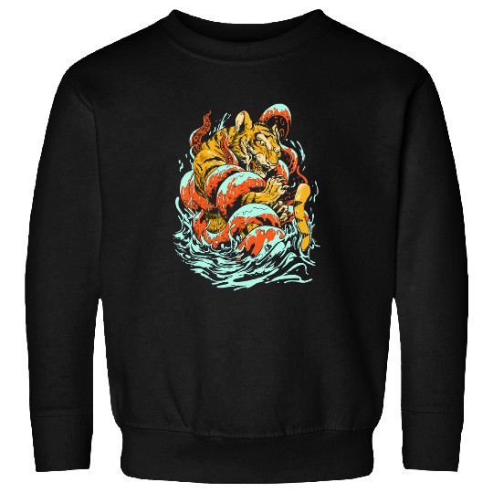 Octopus Pet Tiger Gift Kraken Giant Squid Octopus versus tiger Titan Greek Sweatshirts