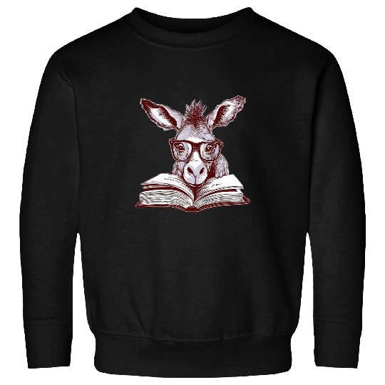Donkey Pet Book Lover Cute Donkey Reading Teacher Librarian Women Kids Sweatshirts
