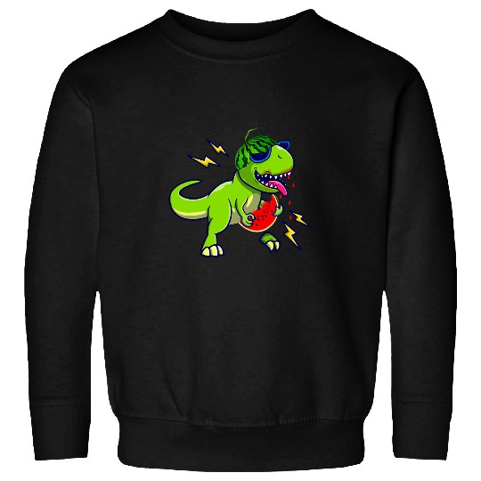 Dinosaur Pet Eating Watermelon One In a Melon T rexs Summer Fruit Sweatshirts