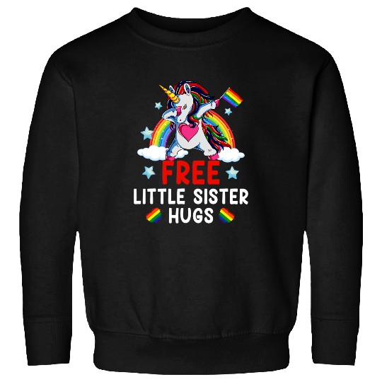 Unicorn Pet  Little Sister Hugs Unicorn LGBT Pride Rainbow Lesbian Sweatshirts