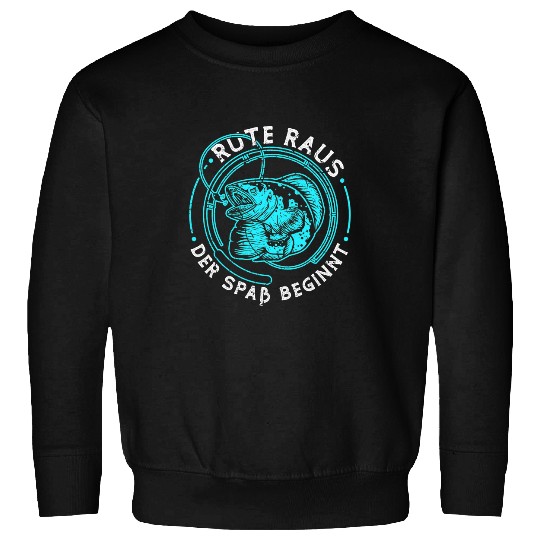Fishing Fun rod out the fun starts hobby fishing sports fishermen Sweatshirts
