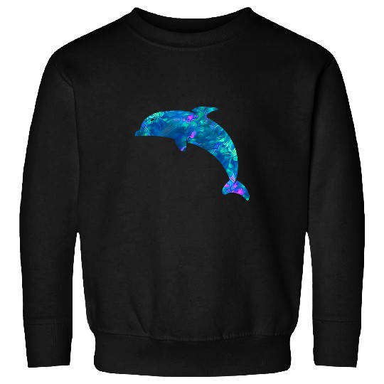 Dolphin Pet Gift Cyan Blue Violet teal Dolphin For Animals Lover Sweatshirts