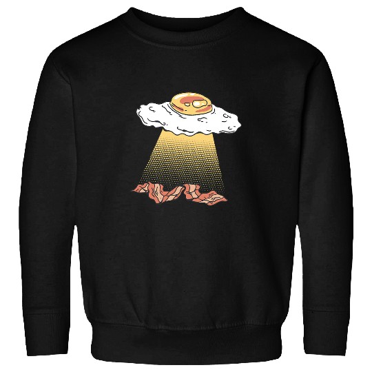 Aliens UFO Fried Egg and Bacon Alien Abduction Breakfast Sweatshirts