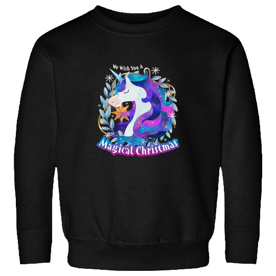 Unicorn Pet Magical Christmas Wreath Sweatshirts
