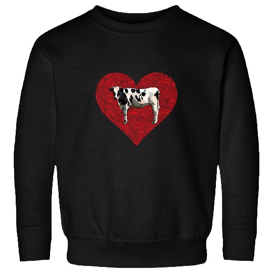 Cow Pet Black White Cow Valentines Day Love Fingerprint Farm Animal 083 Sweatshirts