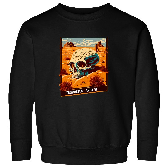Aliens UFO Area 51 Alien Skull In Desert 2Roswell NM UFO Conspiracy Sweatshirts