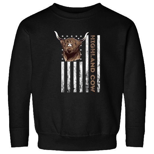Cow Pet Scottish Highland Cow America vintages Flag United States USA Sweatshirts