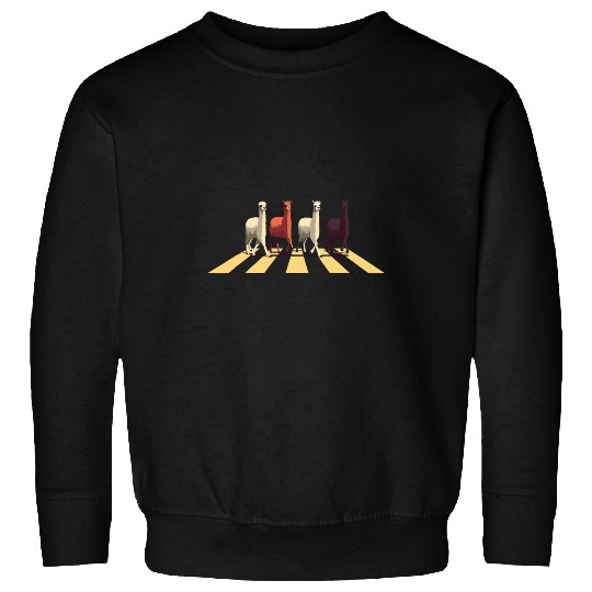 Llama Pet Funny lama crossing Abbey street Road Llama Alpaca Sweatshirts