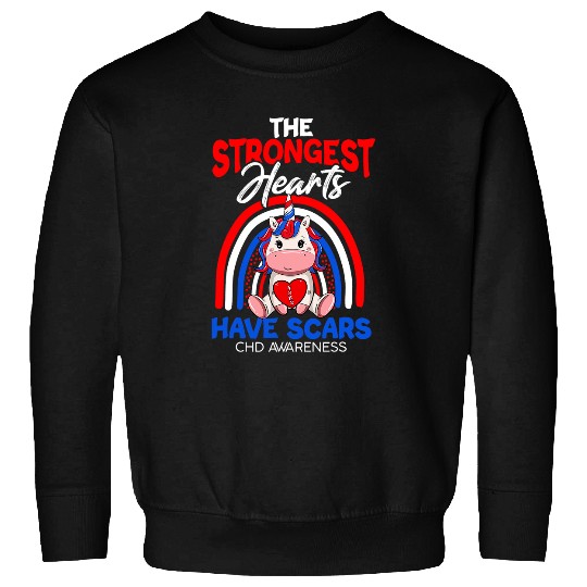 Unicorn Pet The Strongest Hearts Have Scars CHD Awareness Cute Unicorn 2 Sweatshirts