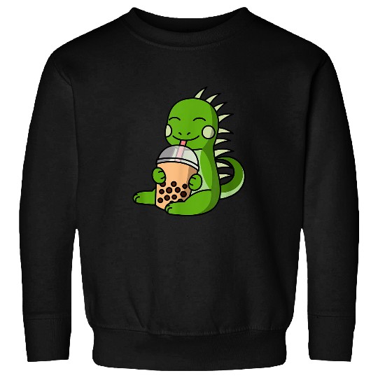 Iguana Pet Lover Boba Bubble Milk Tea Iguana Reptile Pet Sweatshirts
