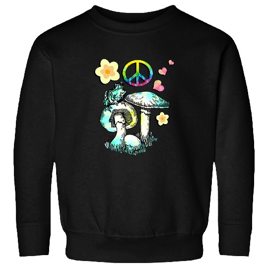Frog Pet Cottagecore Hippie Peace Love Flower Design Retro Sweatshirts