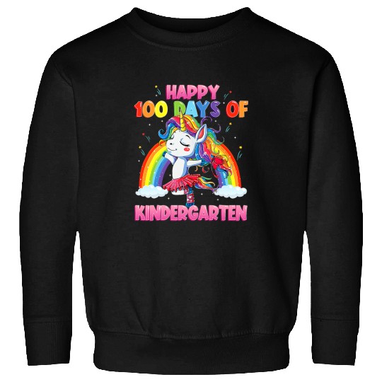 Unicorn Pet Dancing Rainbow 100 Days of Kindergarten Kids Girls 274 Sweatshirts