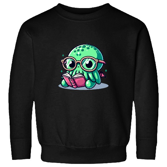 Book Fun Adorable Book Lover Cthulhu With Reading Glasses Cute Sweatshirts