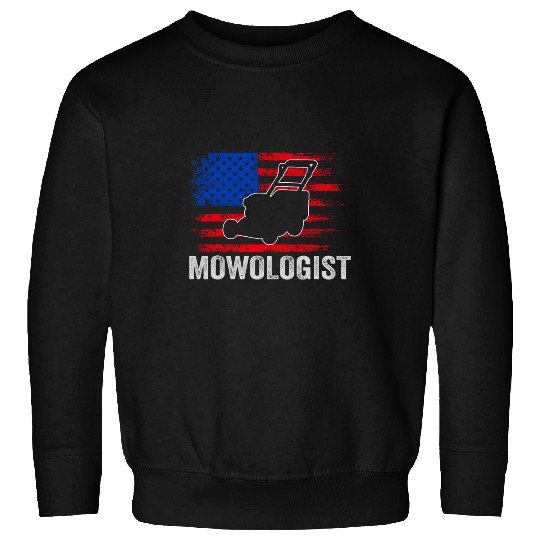 Lawn Mower Fun Mowologist Patriotic Gardening Mowing Grass Lawn Care Sweatshirts