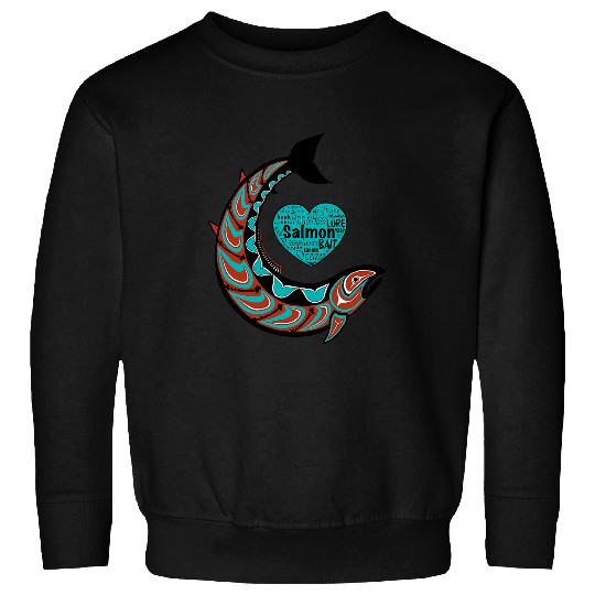 Fishing Fun Pacific Northwest Salmon Fishing Design Sweatshirts