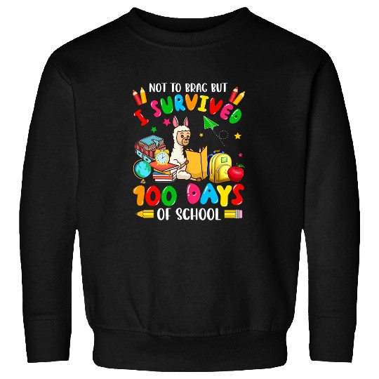 Llama Pet Funny I Survived Days Of School Funny Llama Student Sweatshirts