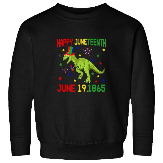 Dinosaur Pet Cute Happy Juneteenth 1865 Dinosaur T rexs Black Freedom Day Sweatshirts