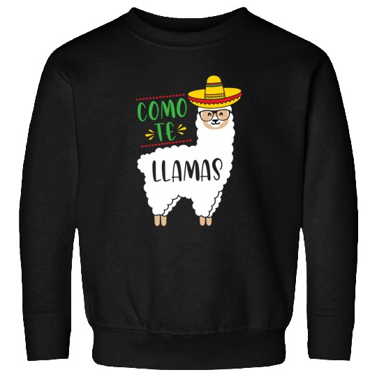 Llama Pet Como Te Llamas Funny Spanish Teacher Cinco De Mayo Student Sweatshirts