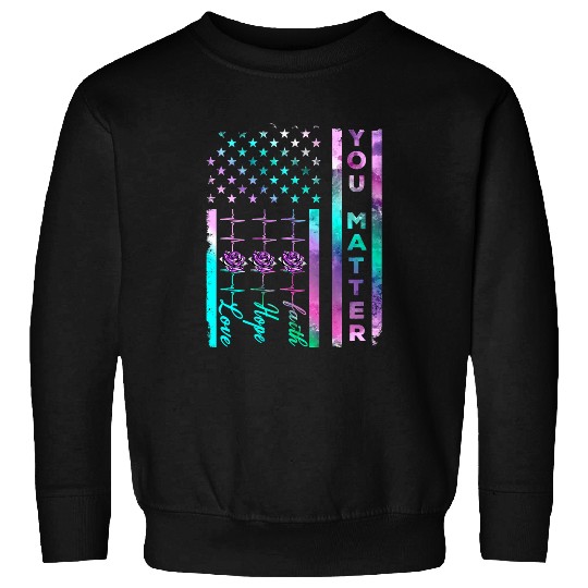suicides Prevention 988 You Matter American Flag Womens Sweatshirts