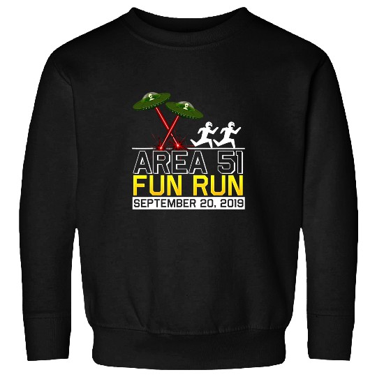 Aliens UFO Area 51 Fun Run Aliens in Flying Saucers Lasers at Runners Sweatshirts