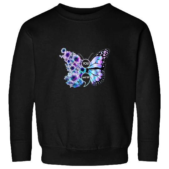 suicides Prevention 988 You Matter Butterfly Sunflower Sweatshirts