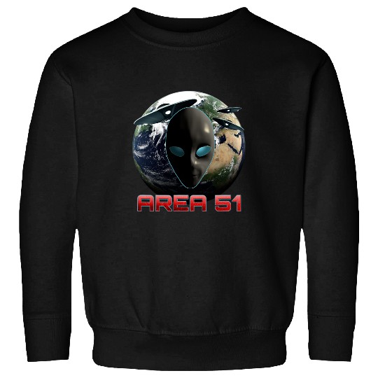 Aliens UFO Area 51 Alien And UFO Above Earth Sweatshirts