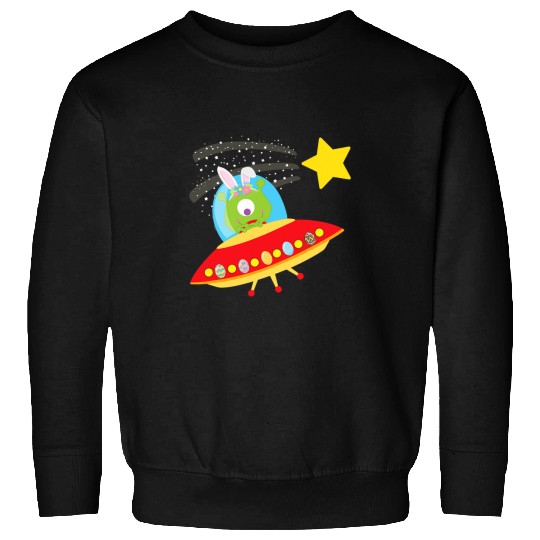 Aliens UFO Funny Easter UFO Alien bunny Outer space rabbit eggs Sweatshirts