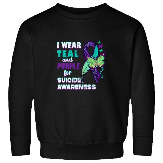 suicides Prevention 988 Ribbon I Wear Teal Purple for suicides Awareness You Matter Womens Sweatshirts