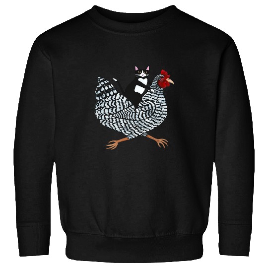 Chicken Pet tuxedo cat on a chicken chicken s Sweatshirts