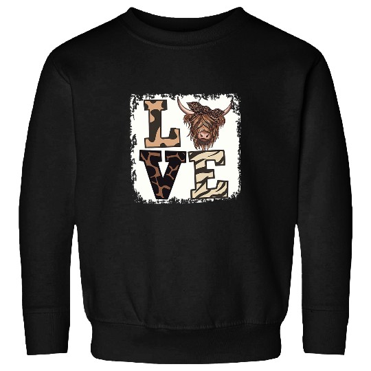 Cow Pet bleached love highland cow scottish leopard bandana heifer Sweatshirts