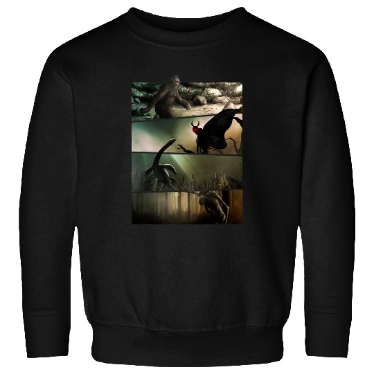Bigfoot Pet Mothman Nessie Wendigo Original Cryptid Artwork Sweatshirts