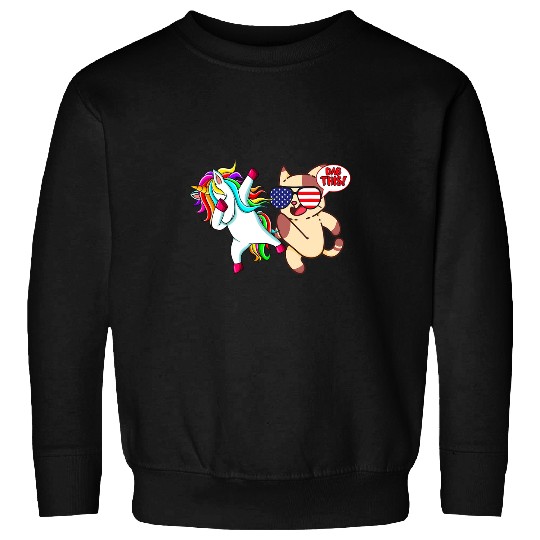 Unicorn Pet  Unicorn With Funny Angry Cat Kicking His Butt Dab Sweatshirts