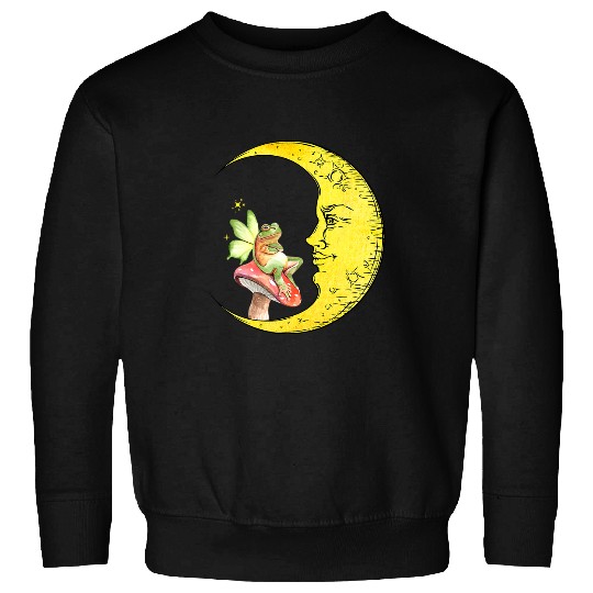 Frog Pet Cottagecore Fairy Frog Mushroom On The Moon Goblin Fairycore Sweatshirts