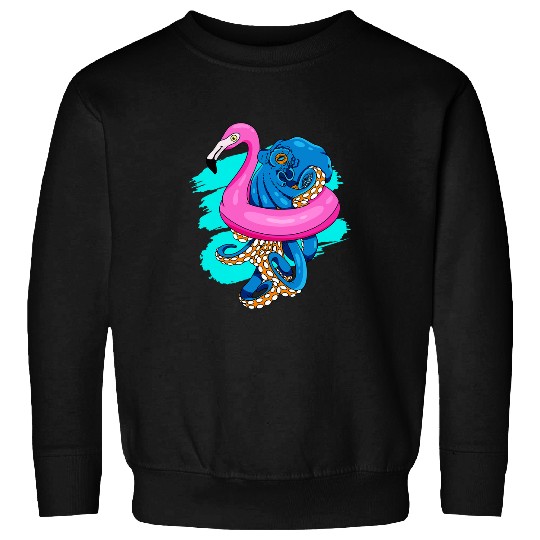 Octopus Pet Wearing A Flamingo Hoop Pool Party31 Sweatshirts