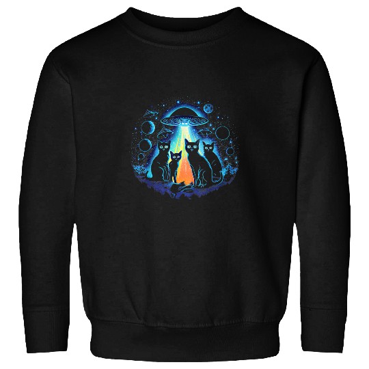 Aliens UFO Astronaut Cat Funny Space Cats Galaxy Cat Lover Sweatshirts