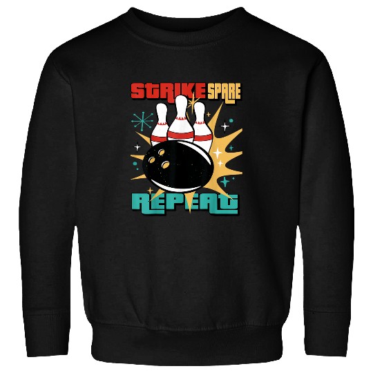 Discover Sport Bowling Strike Spare Repeat Bowling On Bowling Lane With Balls Sweatshirts