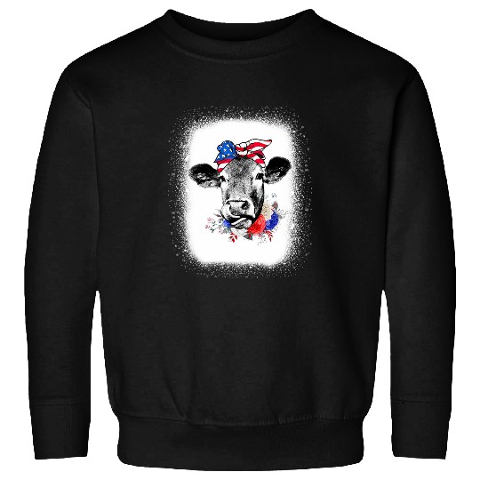 Cow Pet Bleached Highland Cow American Flag Patriotic 4th Of July 17 Sweatshirts
