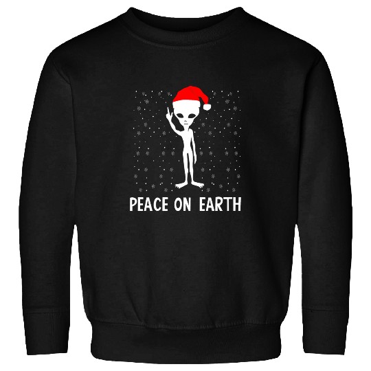 Aliens UFO Peace On Earth Funny xmass Santa Claus Hat Christmas Alien 21 Sweatshirts