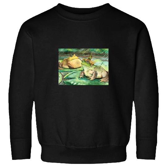 Frog Pet Cottagecore Frog Lotus Pond Watercolor Toad Frog Lovers Sweatshirts