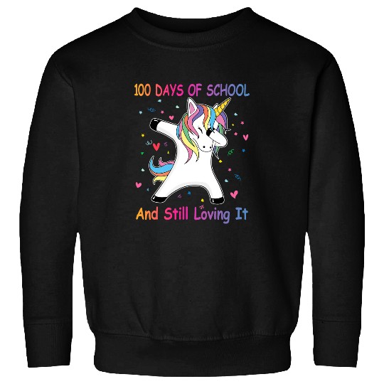 Unicorn Pet Funny  Unicorn 100 Days Of School Hearts 100th Day Sweatshirts