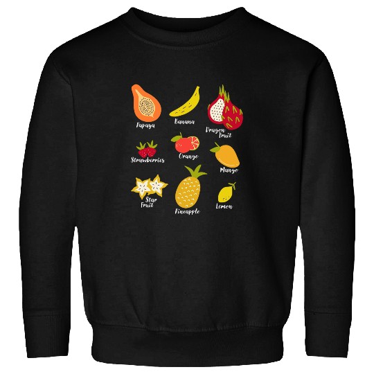 Dragon Pet vintages Fruits Tropical Food Papaya pineapples Dragon Fruit Sweatshirts