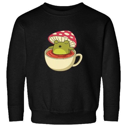 Frog Pet Cottagecore Mushroom Forest Frog Toad Tea Mycology Fungus Sweatshirts