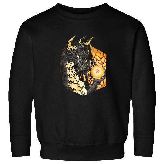 Dragon Pet Holding a Ball of Energy Magical Dragon Dungeon Sweatshirts