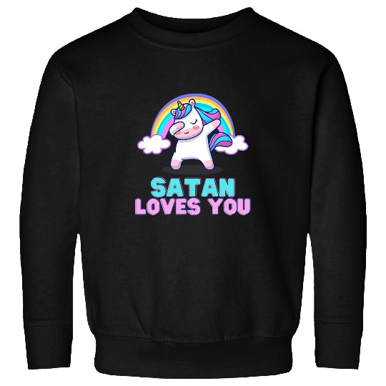 Unicorn Pet Satan Loves You Cute Unicorn Dab Festival Club Occult Pagan Sweatshirts