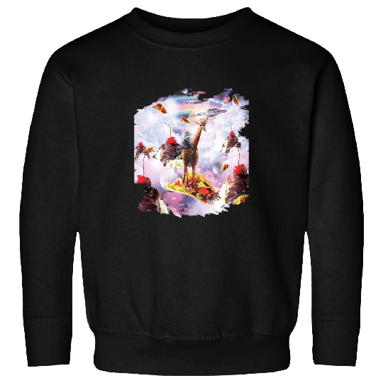 Giraffe Pet Space Cat Riding Giraffes Ice Cream Taco Sweatshirts