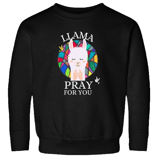 Llama Pet Pray For You Praying Hands Alpaca Stained Glass Window Sweatshirts